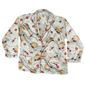 Vintage Sanrio Smiles Hello Kitty Pajama Top Silky Lightweight Button Up Shirt‎